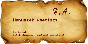 Hanuszek Ametiszt névjegykártya